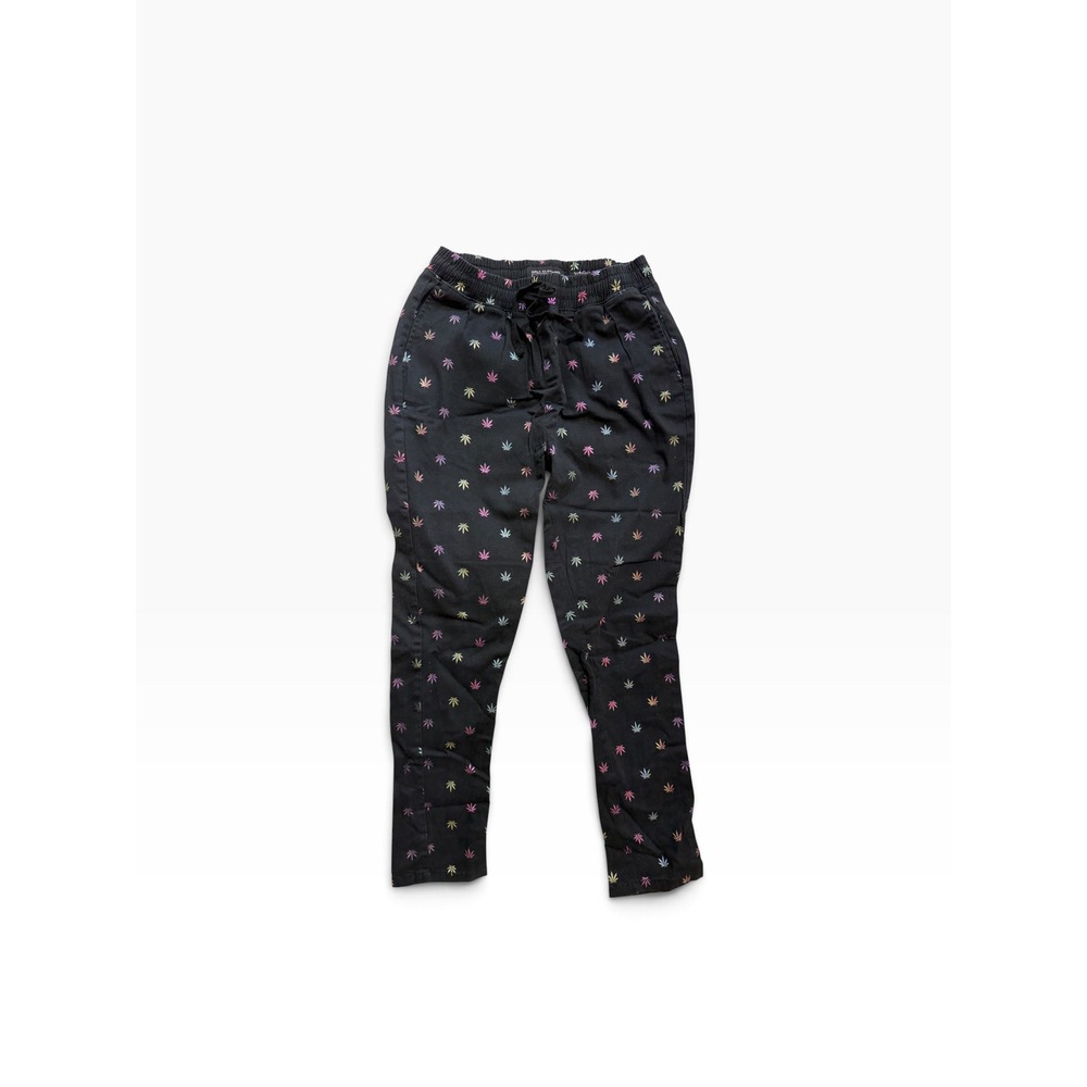 Drill Clothing Co Black Rainbow Marijuana Leaf Joggers Hippy Gorpcore Pants